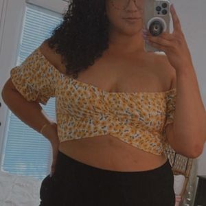 Yellow sunflower crop top
